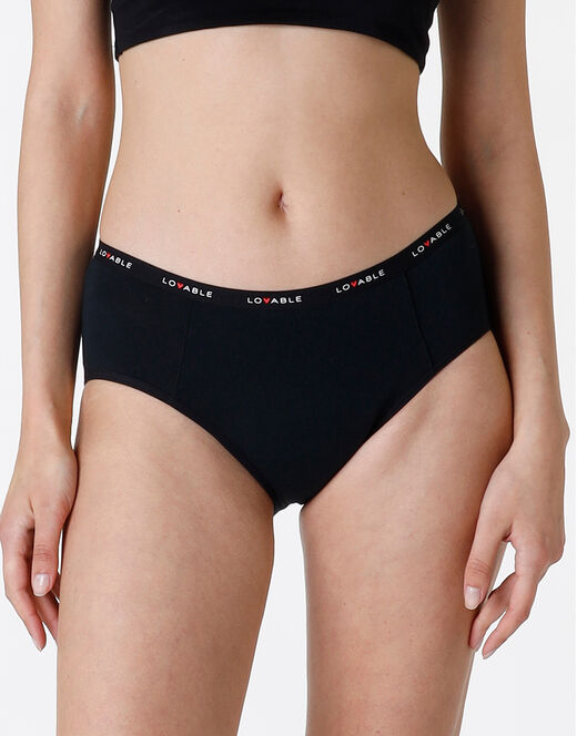 Lovable NUOVA Culotte da ciclo lavabile in cotone biologico certificato, colore nero, flusso abbondante Economico