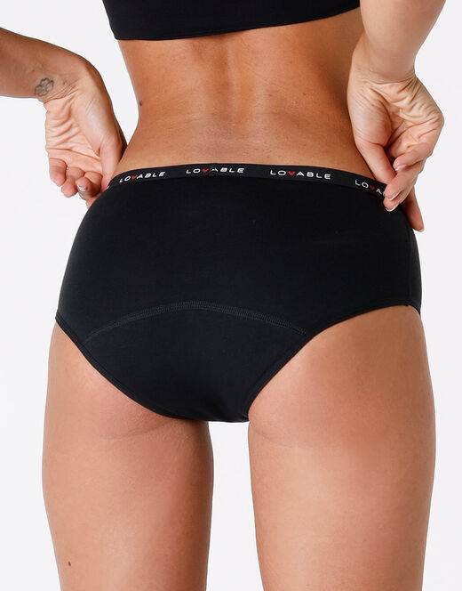 Lovable Culotte da ciclo lavabile flusso medio in cotone biologico certificato, nero In Vendita