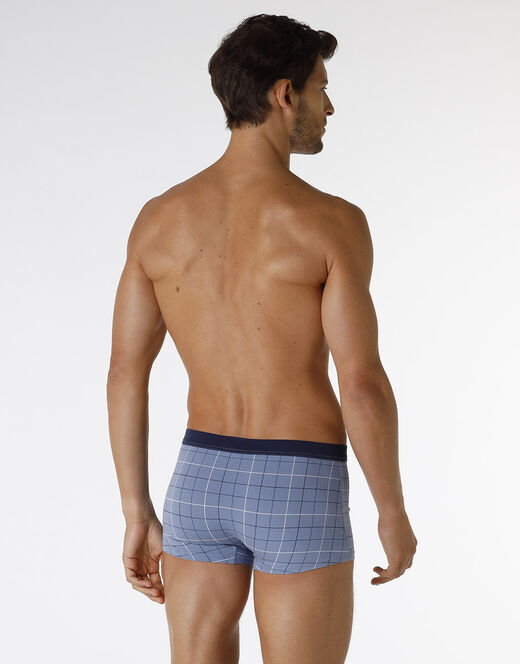 Lovable Boxer Casual Stretch Cotton in cotone elasticizzato, azzurro con stampa a quadri Vendita Economica