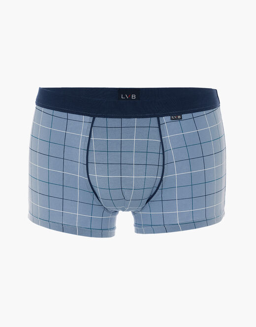 Lovable Boxer Casual Stretch Cotton in cotone elasticizzato, azzurro con stampa a quadri Vendita Economica