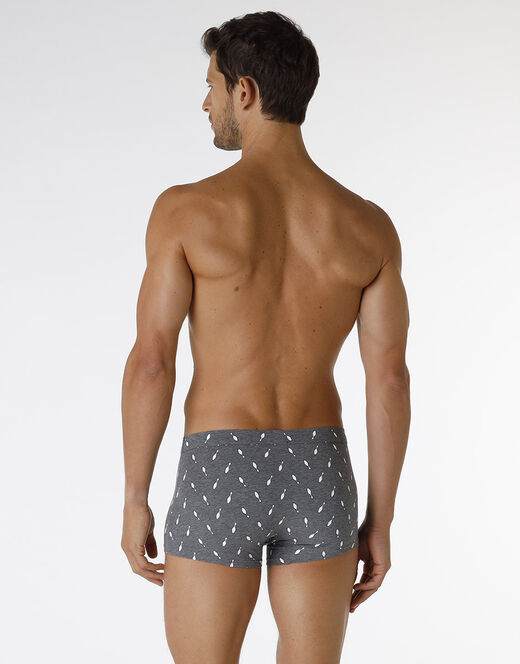 Lovable Boxer Printed Stretch Cotton in cotone elasticizzato, grigio melange stampato In Saldo