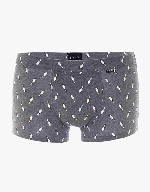 Lovable Boxer Printed Stretch Cotton in cotone elasticizzato, grigio melange stampato In Saldo
