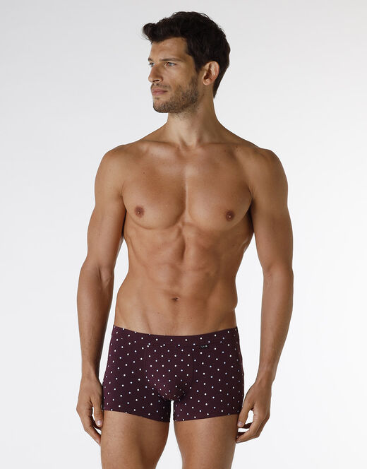 Lovable Boxer Classic Cotton Modal, bordeaux con stampa geometrica 2025