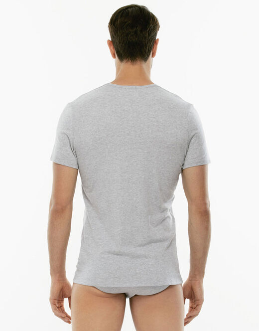 Lovable T-Shirt Cotton Stretch in cotone elasticizzato scollo a V, grigio melange Italia