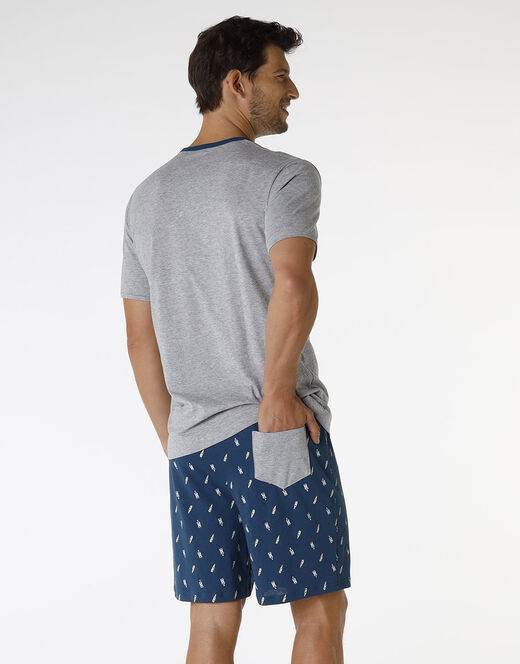 Lovable Pigiama corto in cotone, grigio melange con stampa Pezzi Unici