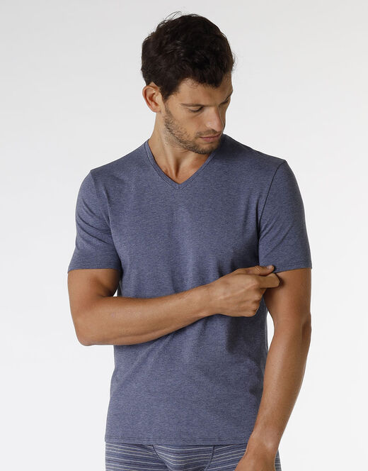 Lovable T-shirt Rephined Cotton Modal, blu melange Negozi Online
