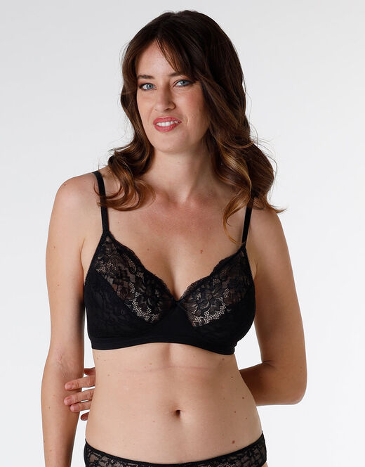 Lovable Reggiseno senza ferretto Sophisticated Lace in pizzo e tulle, nero Vendita
