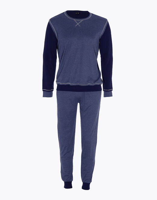 Lovable Pigiama lungo in Interlock filato melange, blu navy e blu melange Italia