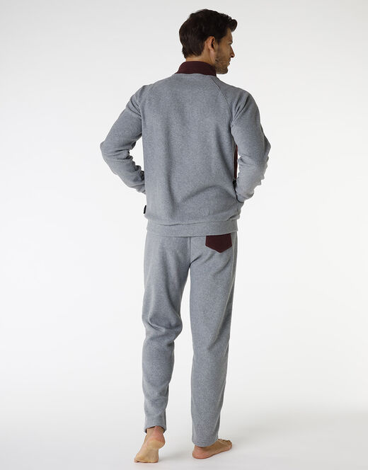 Lovable Homewear aperto in pile, grigio melange scuro e bordeaux Qualità Garantita