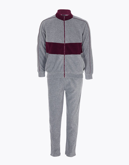 Lovable Homewear aperto in pile, grigio melange scuro e bordeaux Qualità Garantita