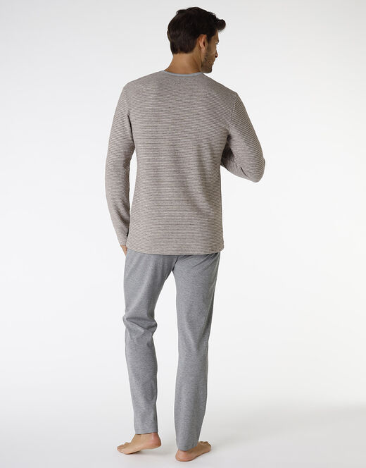 Lovable Pigiama lungo in interlock, corda scuro e grigio Outlet