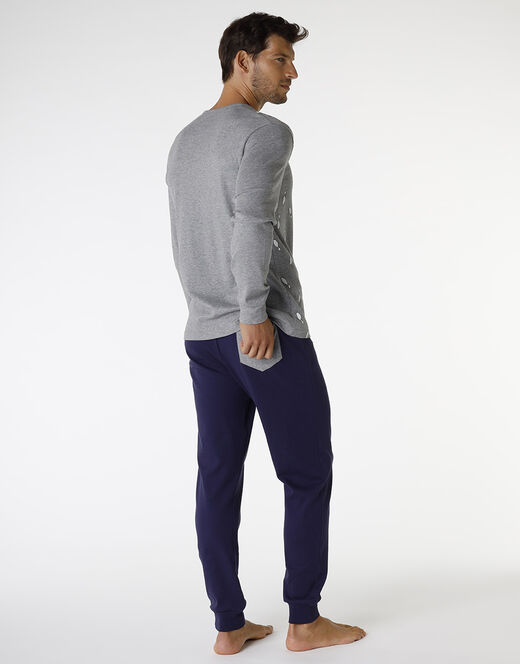 Lovable Pigiama lungo in cotone, grigio melange scuro stampa bowling Soddisfazione Garantita