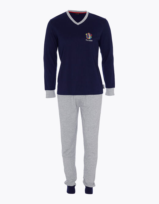 Lovable Pigiama in jersey di cotone, blu navy e grigio melange Novità