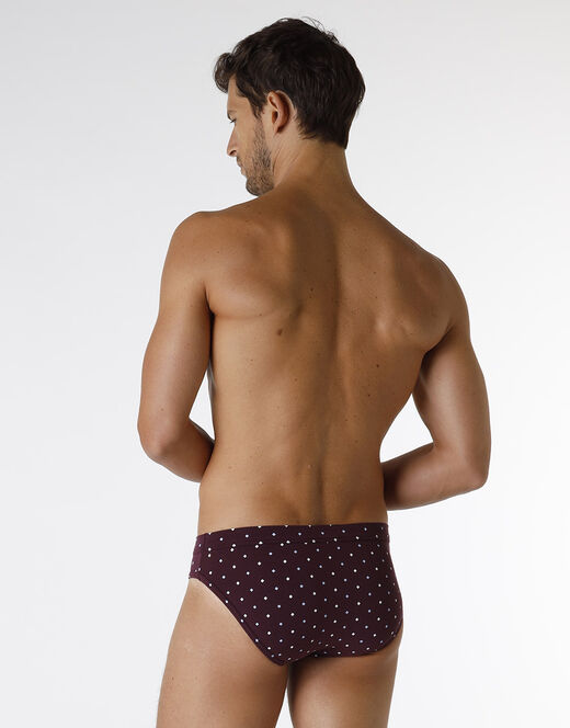Lovable Slip Classic Cotton Modal, bordeaux con stampa geometrica Sconto