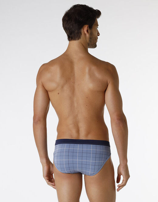 Lovable Slip Casual Stretch Cotton in cotone elasticizzato, azzurro con stampa a quadri Economico