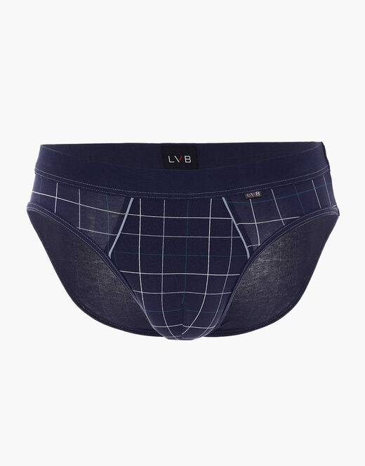 Lovable Slip Casual Stretch Cotton in cotone elasticizzato, blu navy con stampa a quadri In Linea