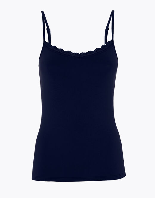 Lovable Top Basic Soul in viscosa e pizzo, blu scuro Nuova
