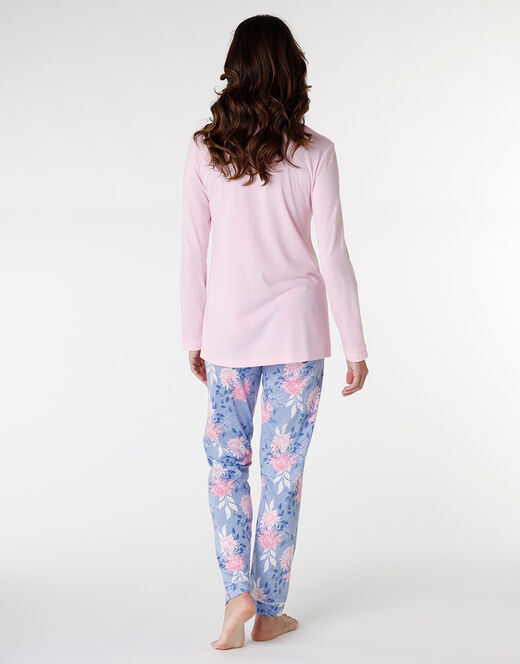 Lovable Pigiama lungo aperto in cotone modal, rosa con stampa floreale Promozione