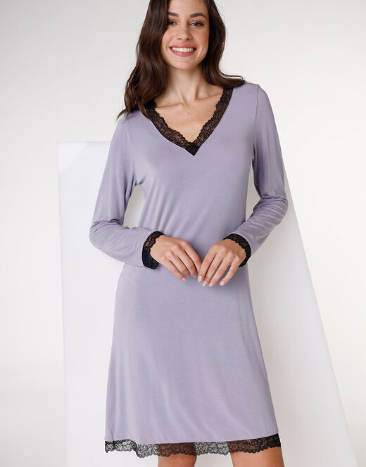 Lovable Camicia da notte in jersey di modal elasticizzato, tornado chiaro Fino Al -60%