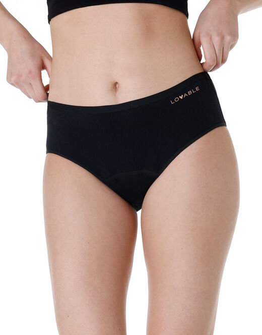 Lovable Slip midi assorbente lavabile in cotone elasticizzato, nero Offerta
