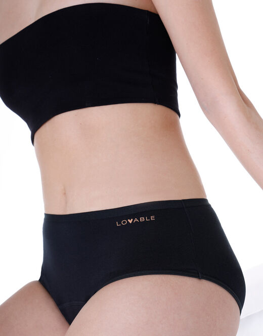 Lovable Slip midi assorbente lavabile in cotone elasticizzato, nero Offerta