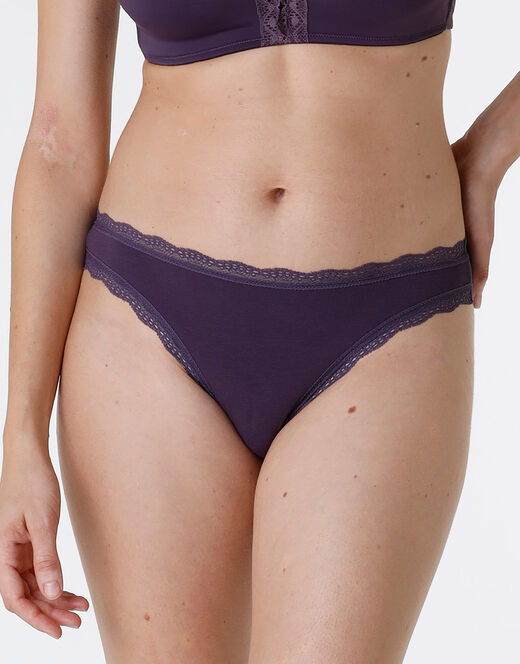 Lovable Slip Lovable Panties in cotone e pizzo elasticizzati, tornado scuro Sconto di tempo limitato
