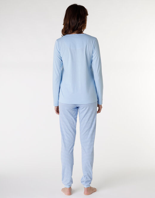 Lovable Pigiama lungo in jersey di cotone, azzurro Pezzi Unici