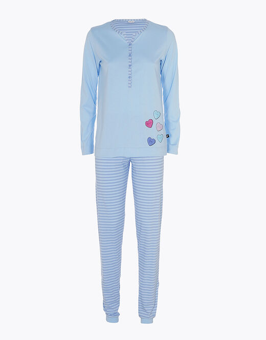 Lovable Pigiama lungo in jersey di cotone, azzurro Pezzi Unici