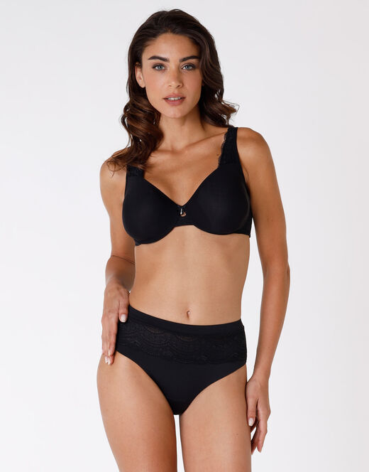 Lovable Reggiseno con ferretto Celebrity Minimizer, in pizzo e microfibra, nero Promozione Limitata