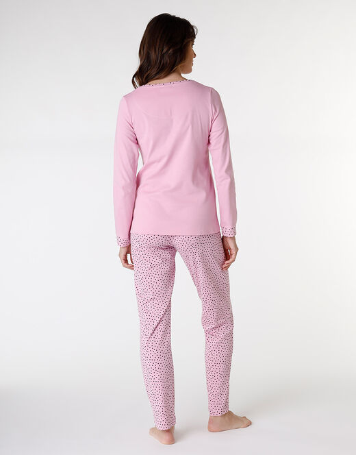 Lovable Pigiama lungo in jersey di cotone, rosa con motivi e stampa Saldi