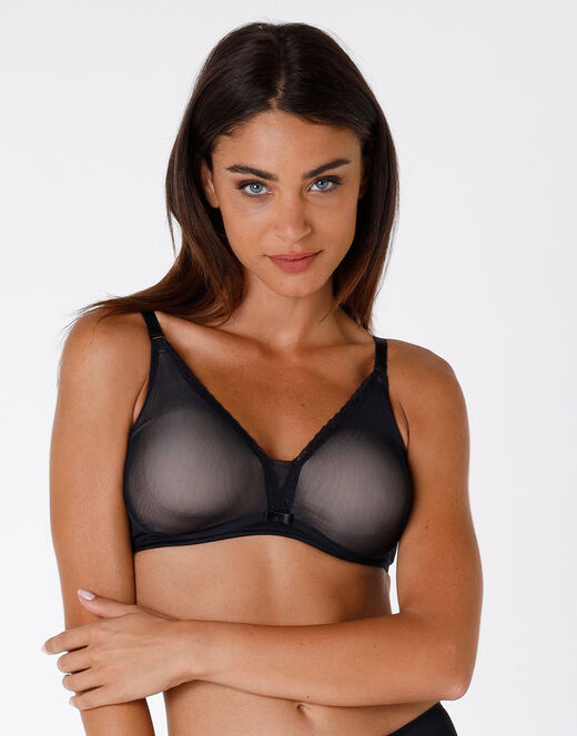 Lovable Reggiseno senza ferretto Tonic Lift in pizzo e tulle, nero Nuova