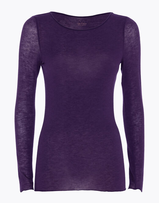 Lovable Maglia con scollo a barchetta e manica lunga in modal e cashmere, tornado scuro Qualità