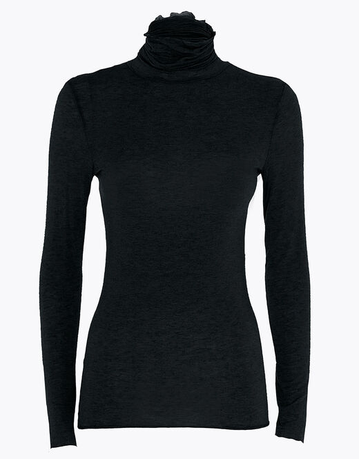 Lovable Maglia a collo alto e manica lunga in modal e cashmere, nero Spedizione Gratuita