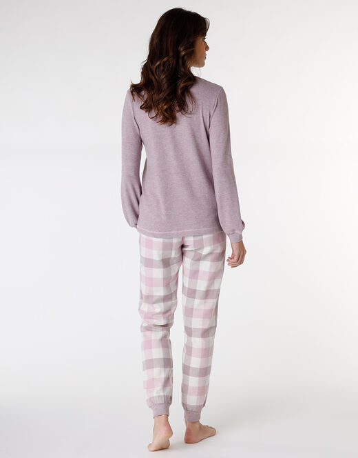 Lovable Homewear chiuso in flanella di cotone, rosa grigio Novità