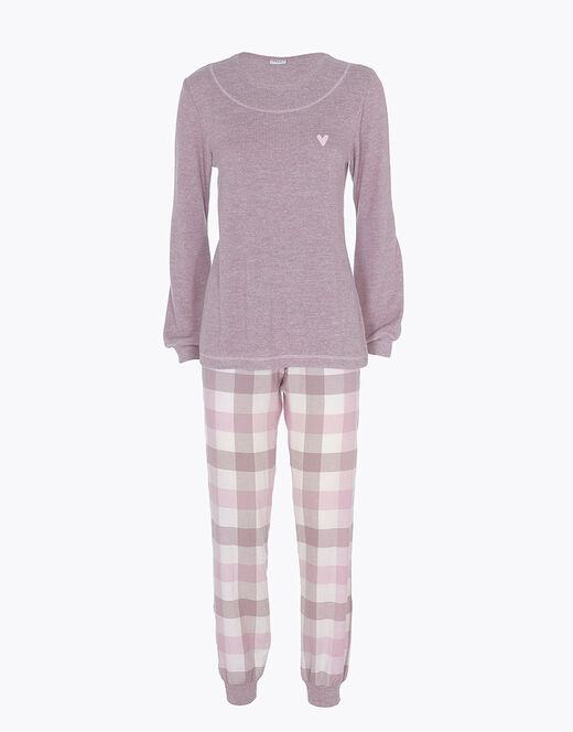 Lovable Homewear chiuso in flanella di cotone, rosa grigio Novità