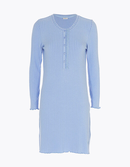 Lovable Camicia da notte in costina calda, azzurro ortensia Presa