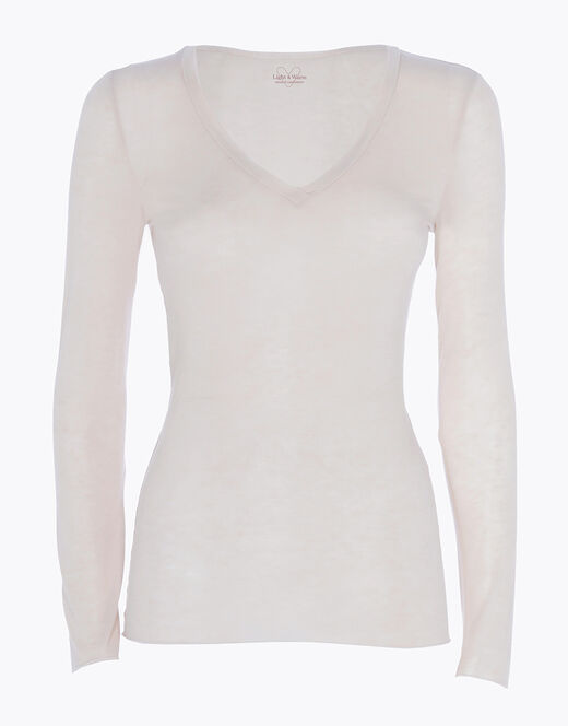 Lovable Maglia a manica lunga con scollo a V in modal e cashmere, sabbia Outlet