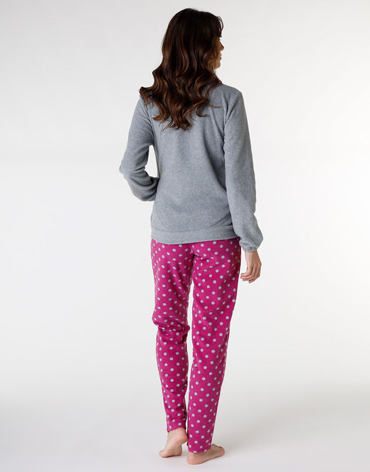 Lovable Homewear aperto in pelliccetta jacquard e micropile, rosa e grigio Offerte