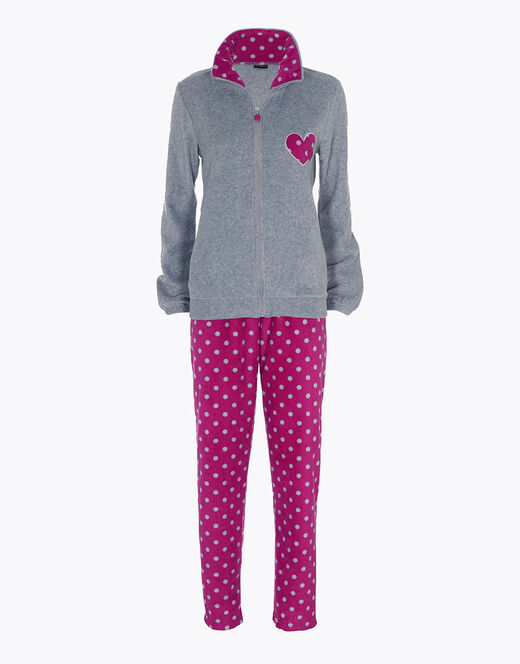 Lovable Homewear aperto in pelliccetta jacquard e micropile, rosa e grigio Offerte