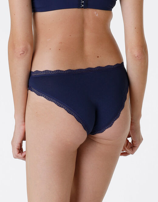 Lovable Slip Lovable Panties in cotone e pizzo elasticizzati, blu scuro Hotsell
