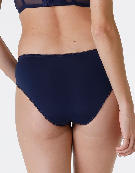 Lovable Slip Striped Lace in pizzo e microfibra, blu scuro Vendita Economica