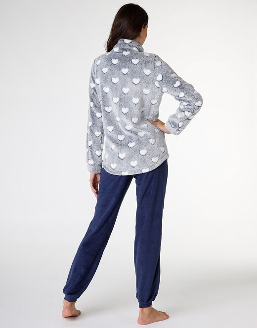 Lovable Homewear aperto in pelliccetta jacquard e micropile, blu Qualità