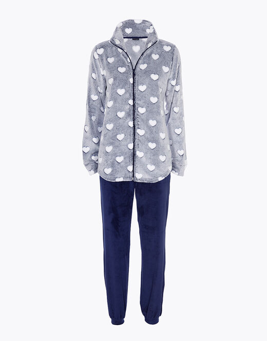 Lovable Homewear aperto in pelliccetta jacquard e micropile, blu Qualità