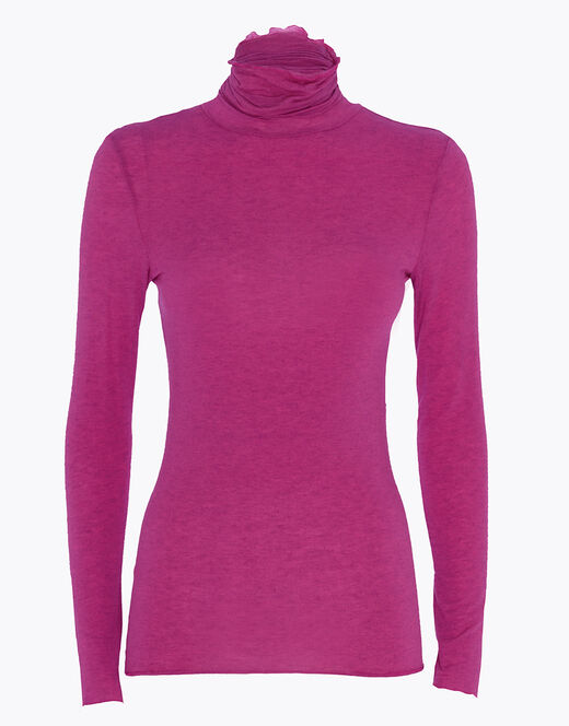 Lovable Maglia a collo alto e manica lunga in modal e cashmere, rosa sorbetto Prezzo Ridotto