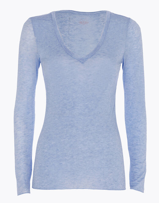 Lovable Maglia a manica lunga con scollo a V in modal e cashmere, ortensia Convenienza