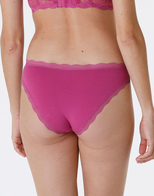 Lovable Slip Lovable Panties in cotone e pizzo elasticizzati, rosa sorbetto In Vendita