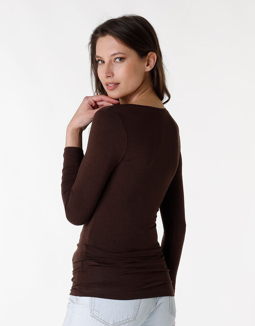 Lovable Maglia con manica a 3/4 effetto thermal Basic Soul, caffè Vendita Economica
