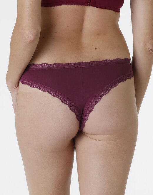Lovable Slip Lovable Panties in cotone e pizzo elasticizzati, bordeaux Moda
