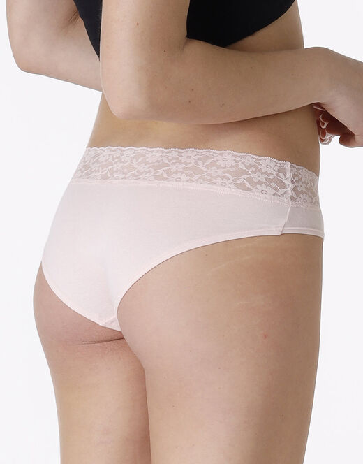 Lovable La Senza - Culotte Remix Panties in cotone e pizzo, rosa cipria Nuovo
