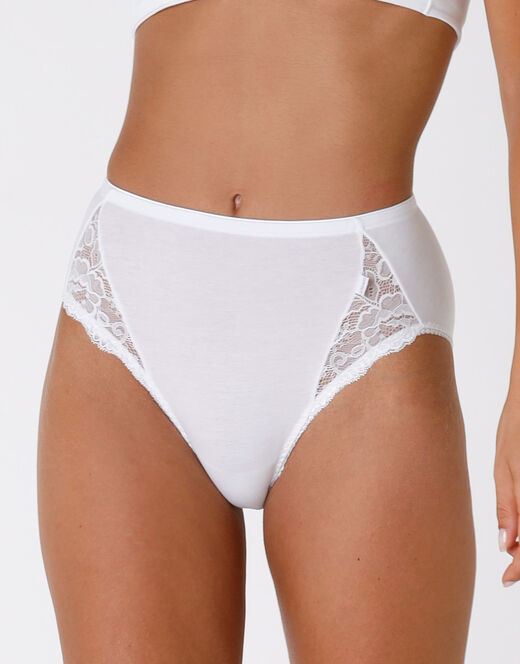 Lovable Slip midi Lovely Charme bianco in cotone elasticizzato con pizzo Sottocosto